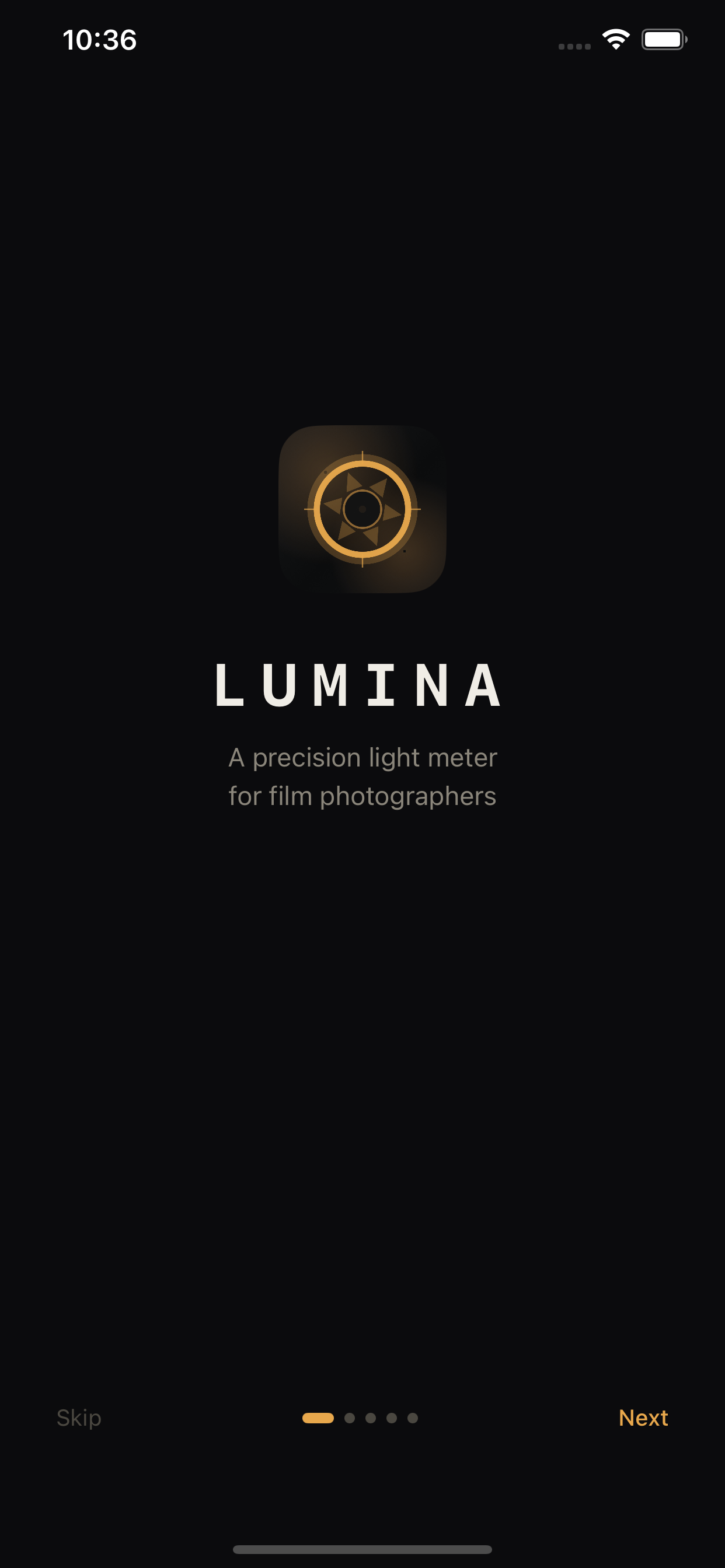 Lumina welcome screen